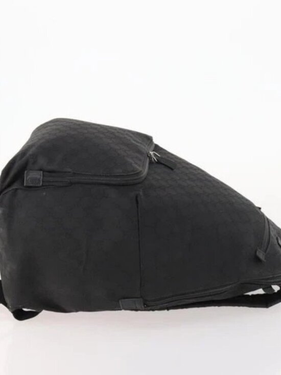 GUCCI GG Canvas Backpack Nylon Black Silver 179606 Auth bs33851